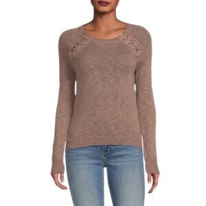 $143 NWT Renee C. Womens  Sweater Top Size XL Brown Pullover Raglan Sleeve Cozy